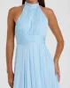 Blue High Neck Tiered Chiffon Halter Gown sold by Mac Duggal