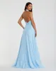 Blue High Neck Tiered Chiffon Halter Gown sold by Mac Duggal