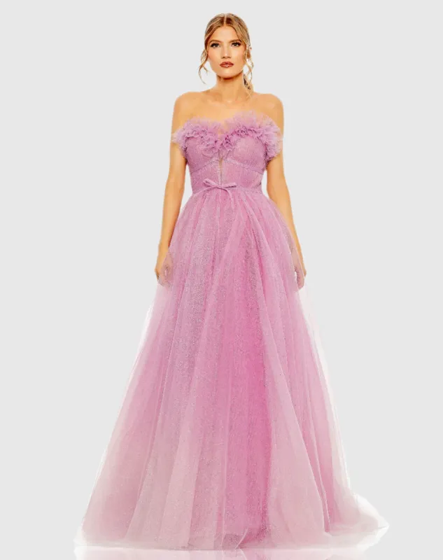 Purple Strapless Glitter Tulle Gown sold by Mac Duggal