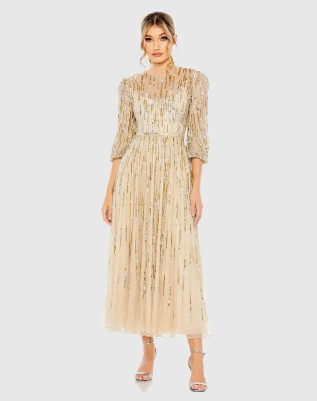 Beaded High Neck Midi Dress sold by Mac Duggal