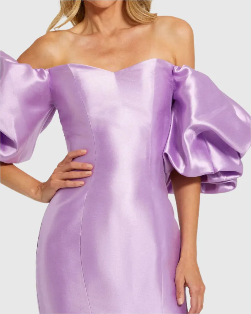 Purple Sweetheart Off The Shoulder Puff Sleeve Gown sold by Mac Duggal product image thumbnail 2