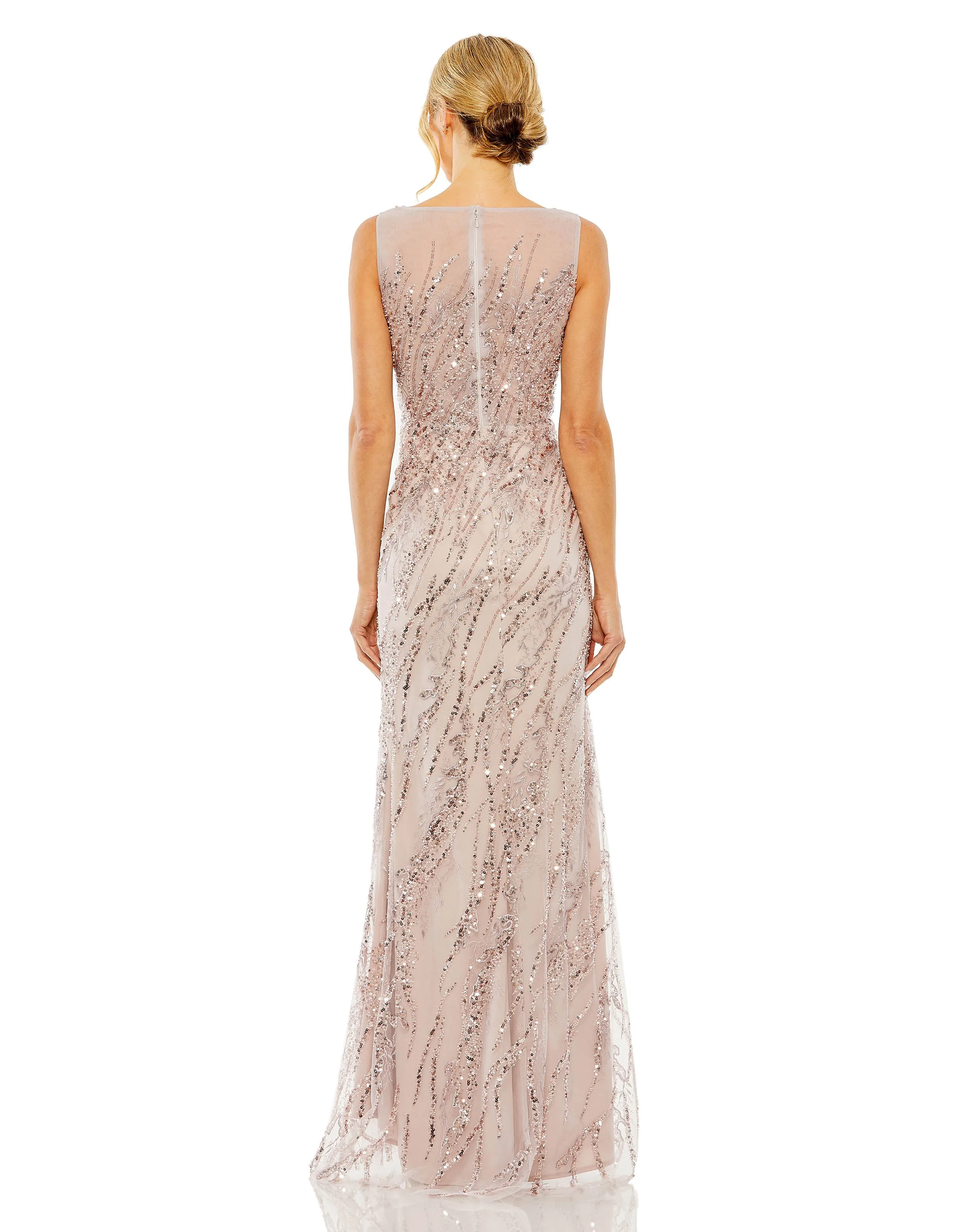 Pink Sleeveless Embellished Boat Neck Gown sold by Mac Duggal product image thumbnail 2