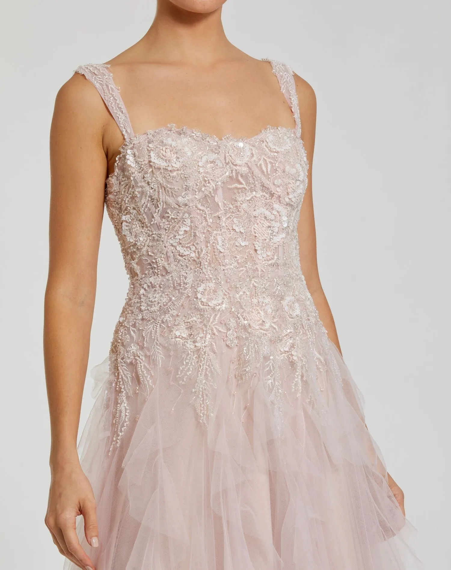 Pink Bustier Tulle Ballgown With Ruffle Skirt sold by Mac Duggal product image thumbnail 2
