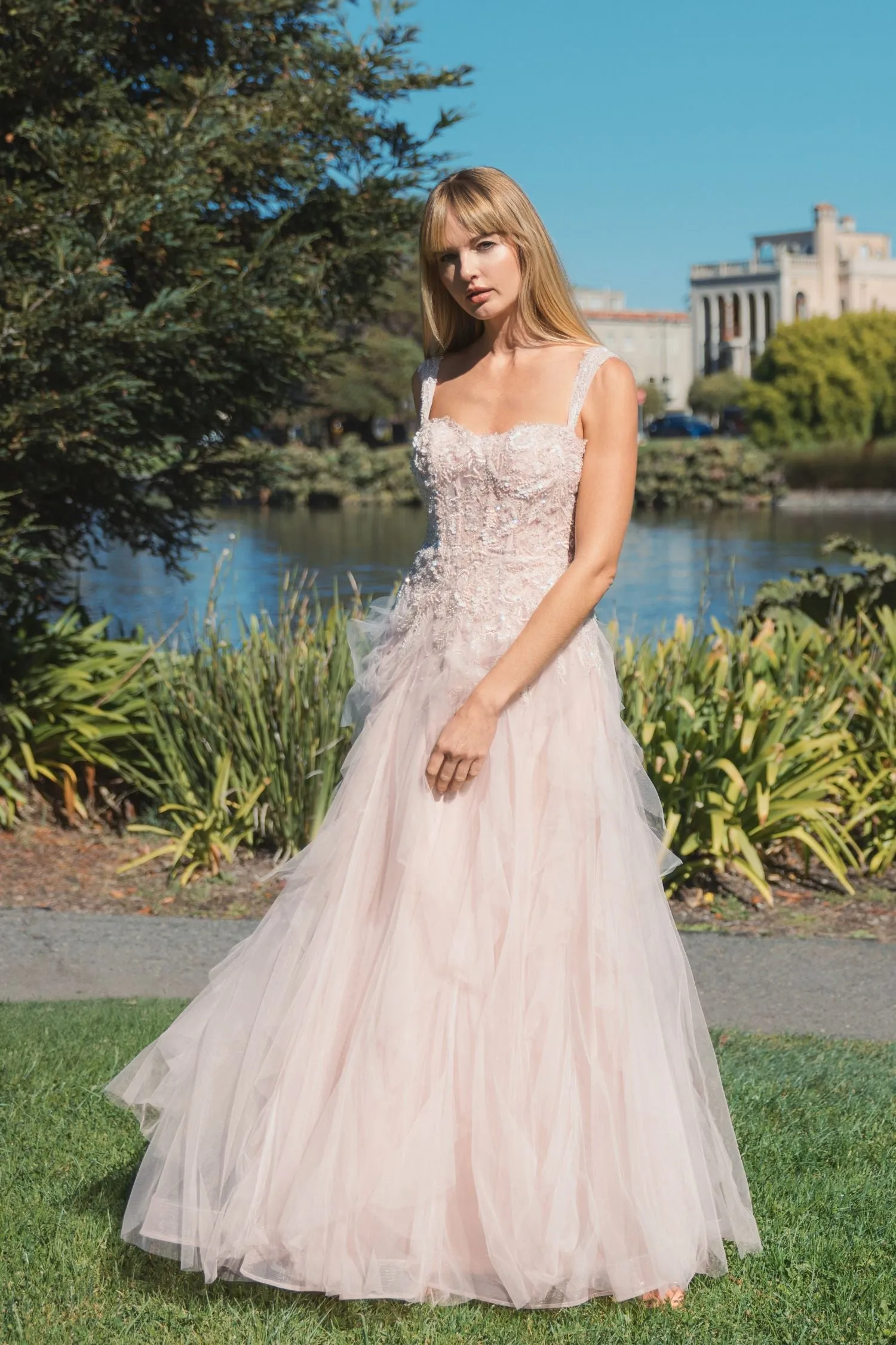 Pink Bustier Tulle Ballgown With Ruffle Skirt sold by Mac Duggal product image thumbnail 4