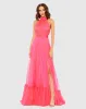 High Neck Tiered Chiffon Halter Gown sold by Mac Duggal