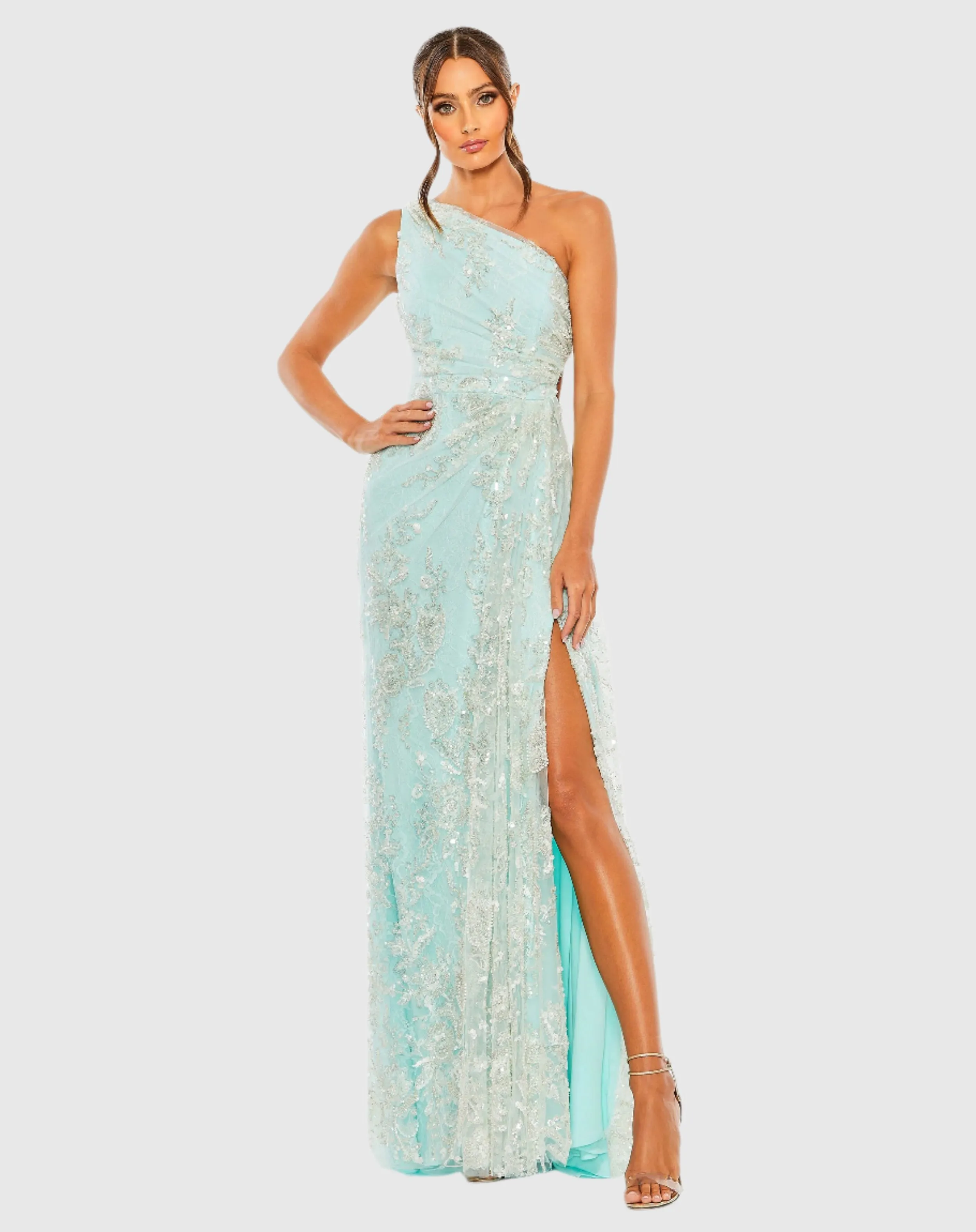 One Shoulder Side Cut Embellished Gown sold by Mac Duggal product image thumbnail 2