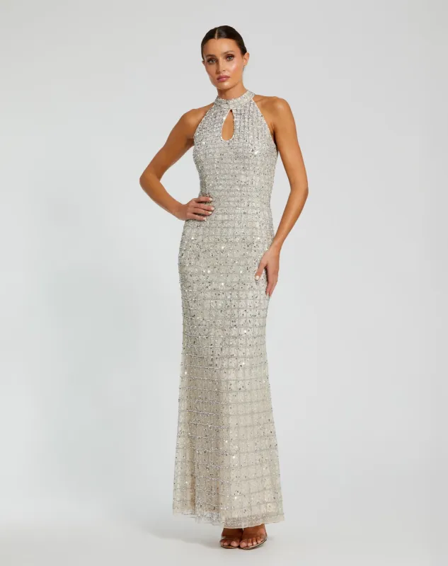 Embellished Halter Neck Keyhole Gown sold by Mac Duggal