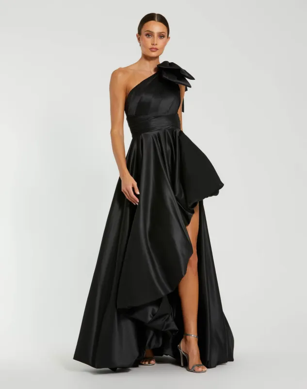 Satin One Shoulder Bow Gown sold by Mac Duggal