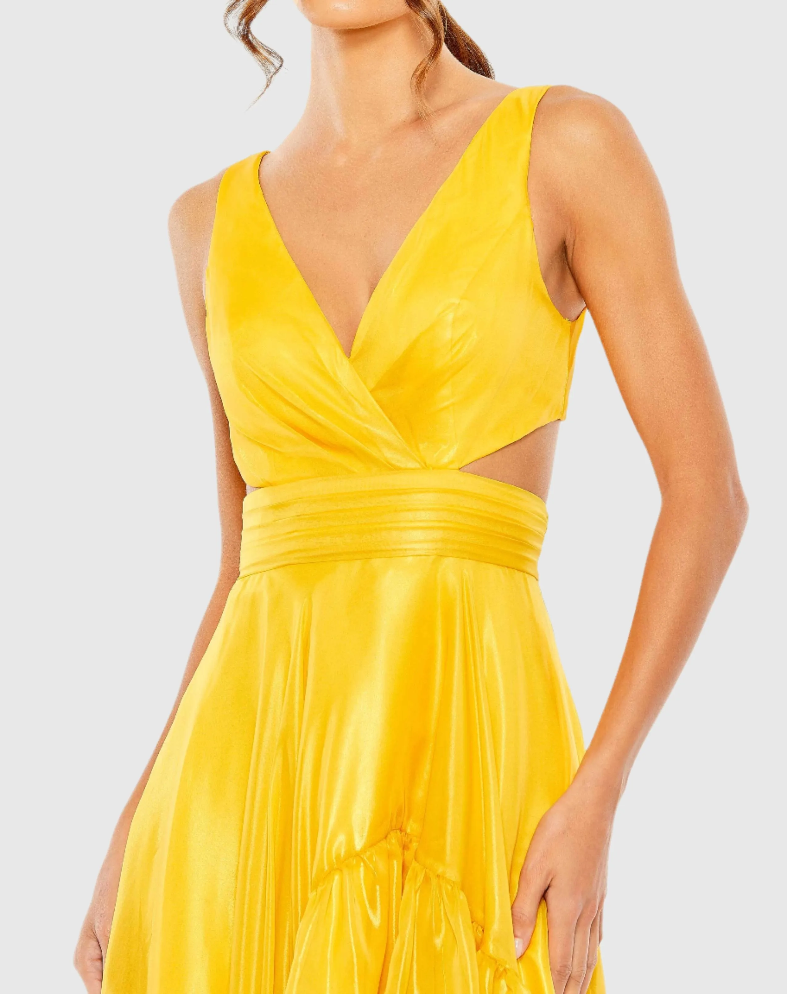Yellow Cut Out High Low Ruffle Gown sold by Mac Duggal product image thumbnail 2