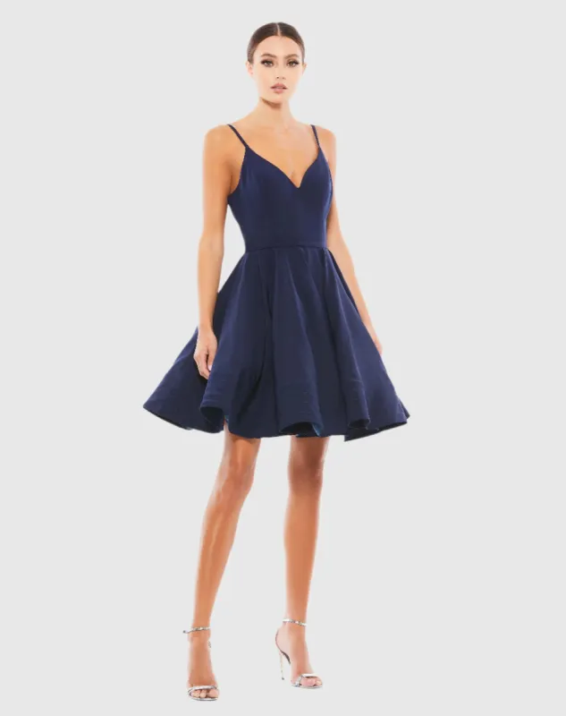 Navy Low Back A-Line Party Dress sold by Mac Duggal
