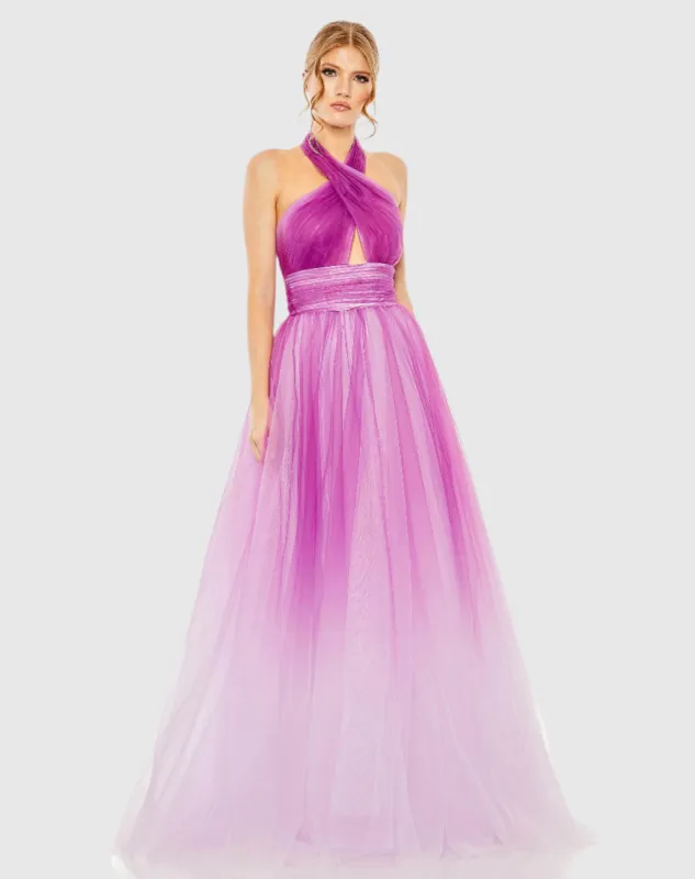 Cross Front Ombre Gown sold by Mac Duggal