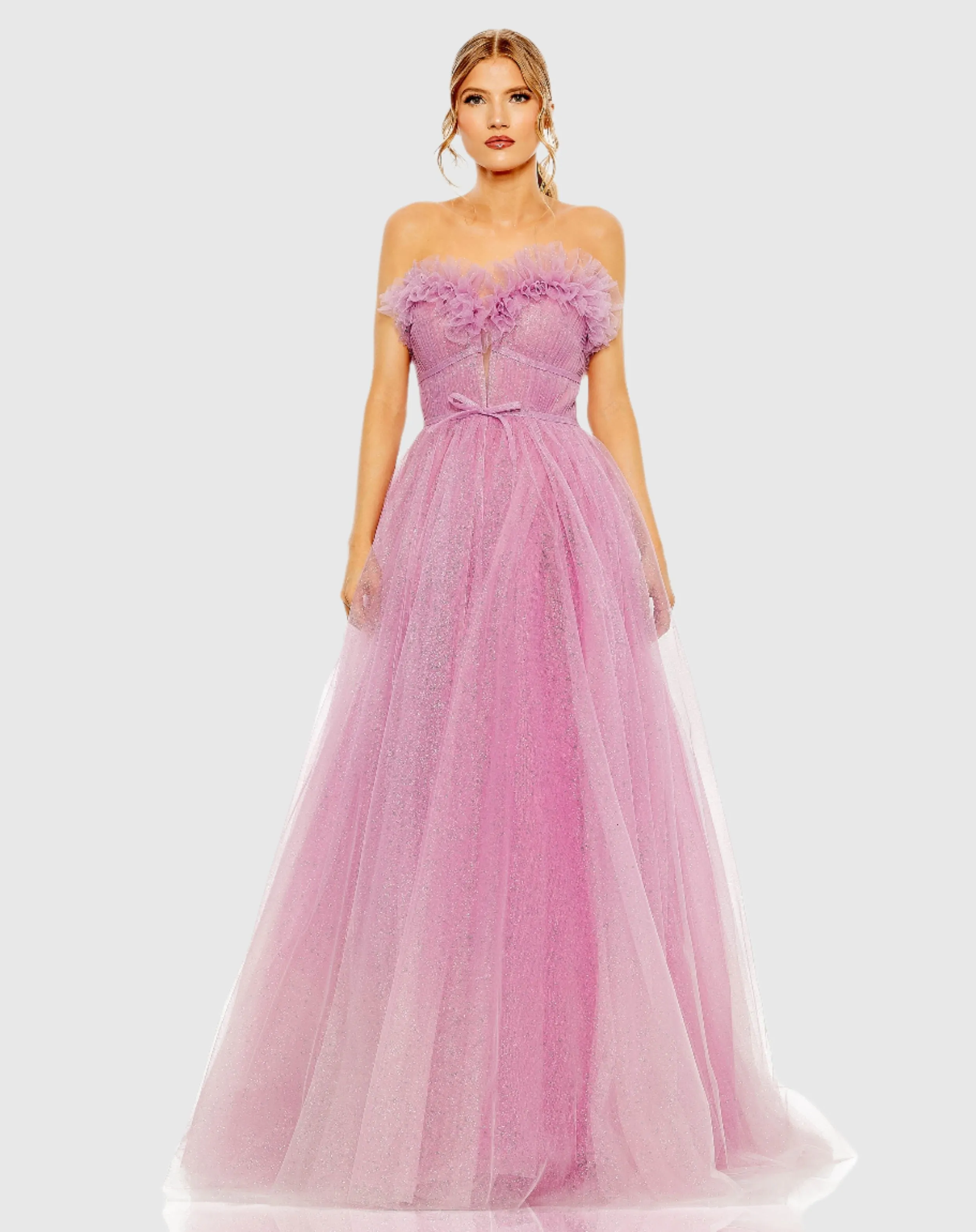 Strapless Glitter Tulle Gown sold by Mac Duggal