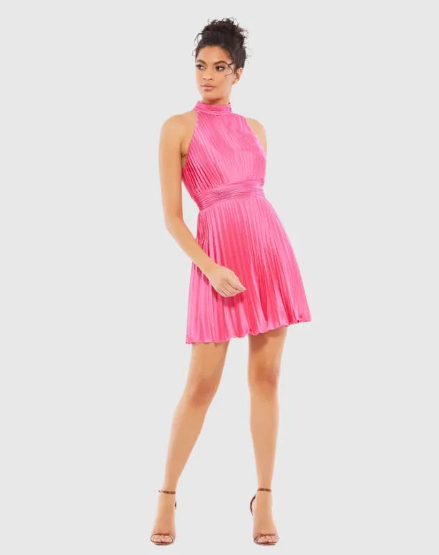 Pleated Halter Neck Mini Dress sold by Mac Duggal
