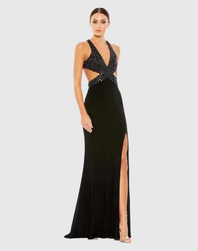 Floral Sequined Criss Cross Bodice Gown sold by Mac Duggal