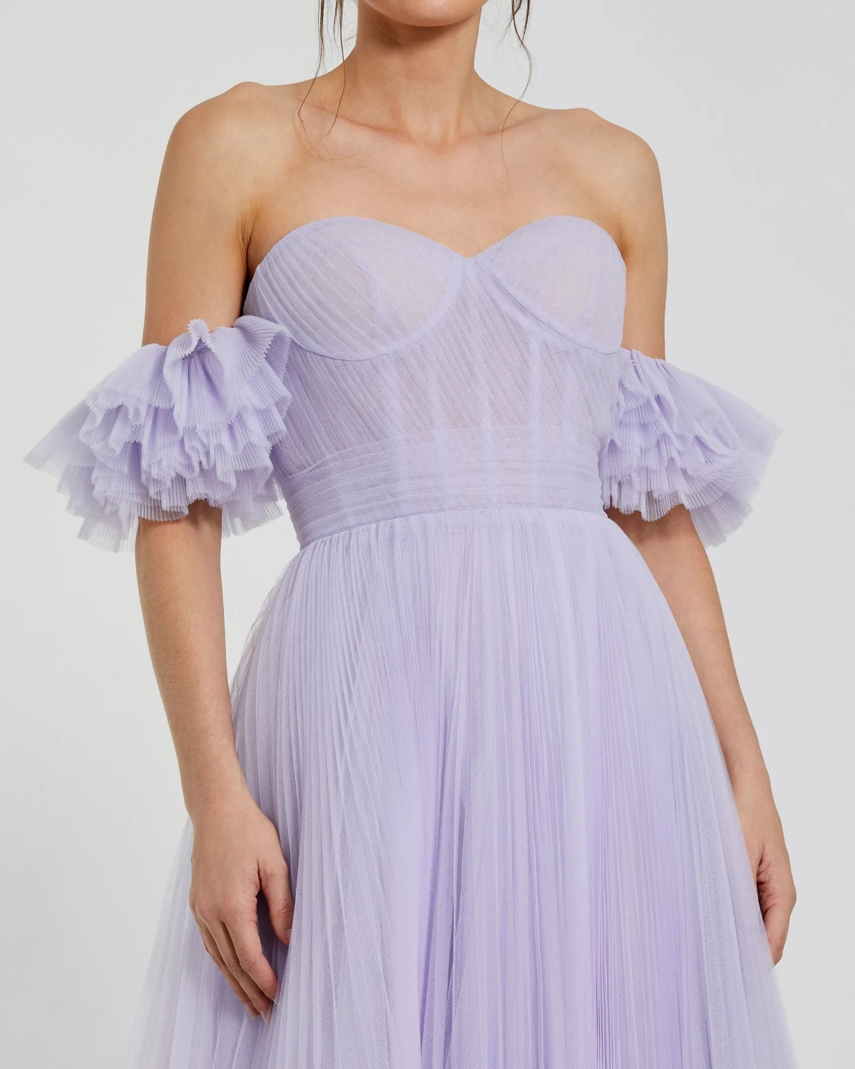 Purple Off The Shoulder Tulle A Line Gown sold by Mac Duggal product image thumbnail 2