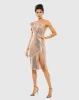 Sequined Flutter One Shoulder Fitted Midi Dress sold by Mac Duggal