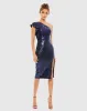 Sequined Flutter One Shoulder Fitted Midi Dress sold by Mac Duggal