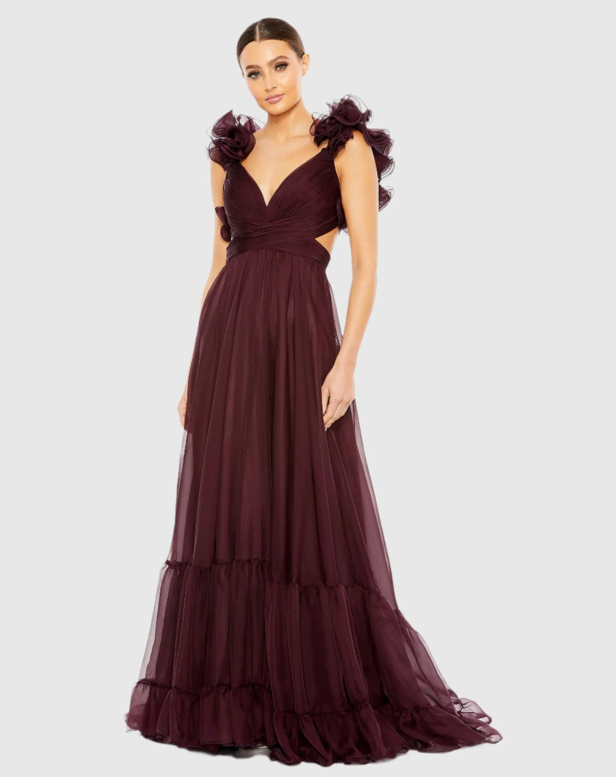 Ruffle Tiered Cut-Out Chiffon Gown sold by Mac Duggal product image thumbnail 3