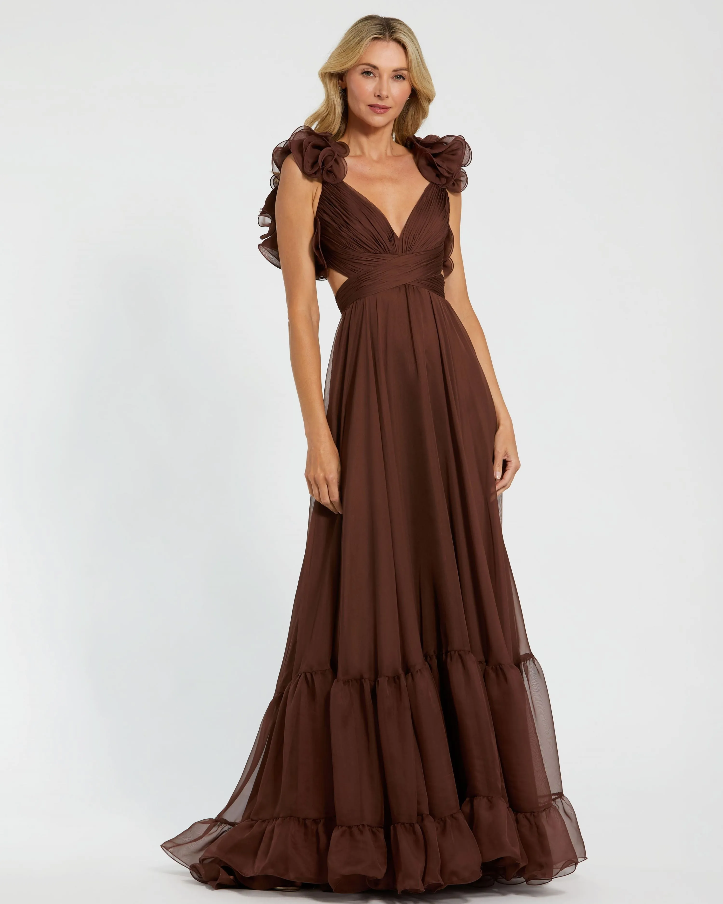 Ruffle Tiered Cut-Out Chiffon Gown sold by Mac Duggal product image thumbnail 2