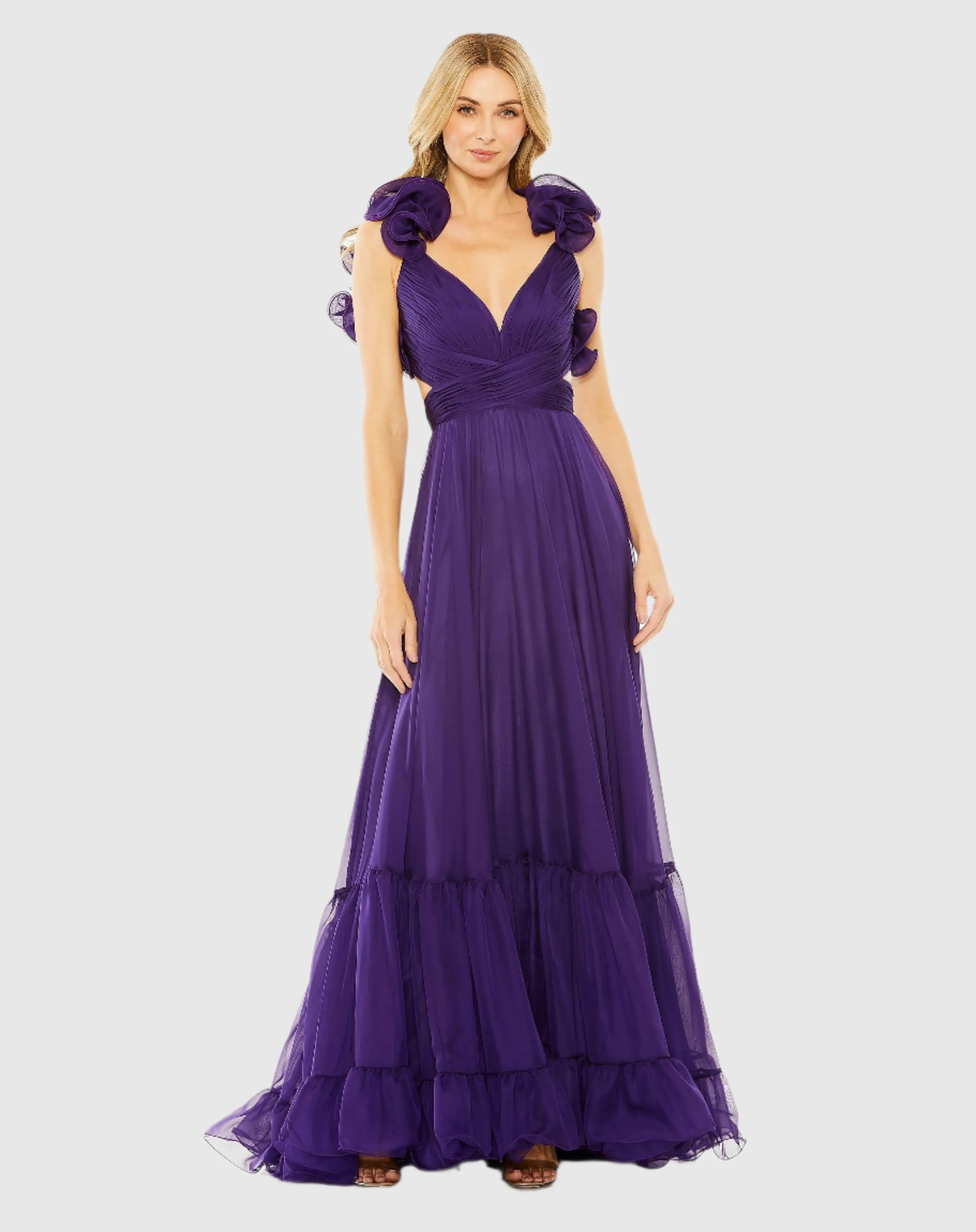 Ruffle Tiered Cut-Out Chiffon Gown sold by Mac Duggal product image thumbnail 5
