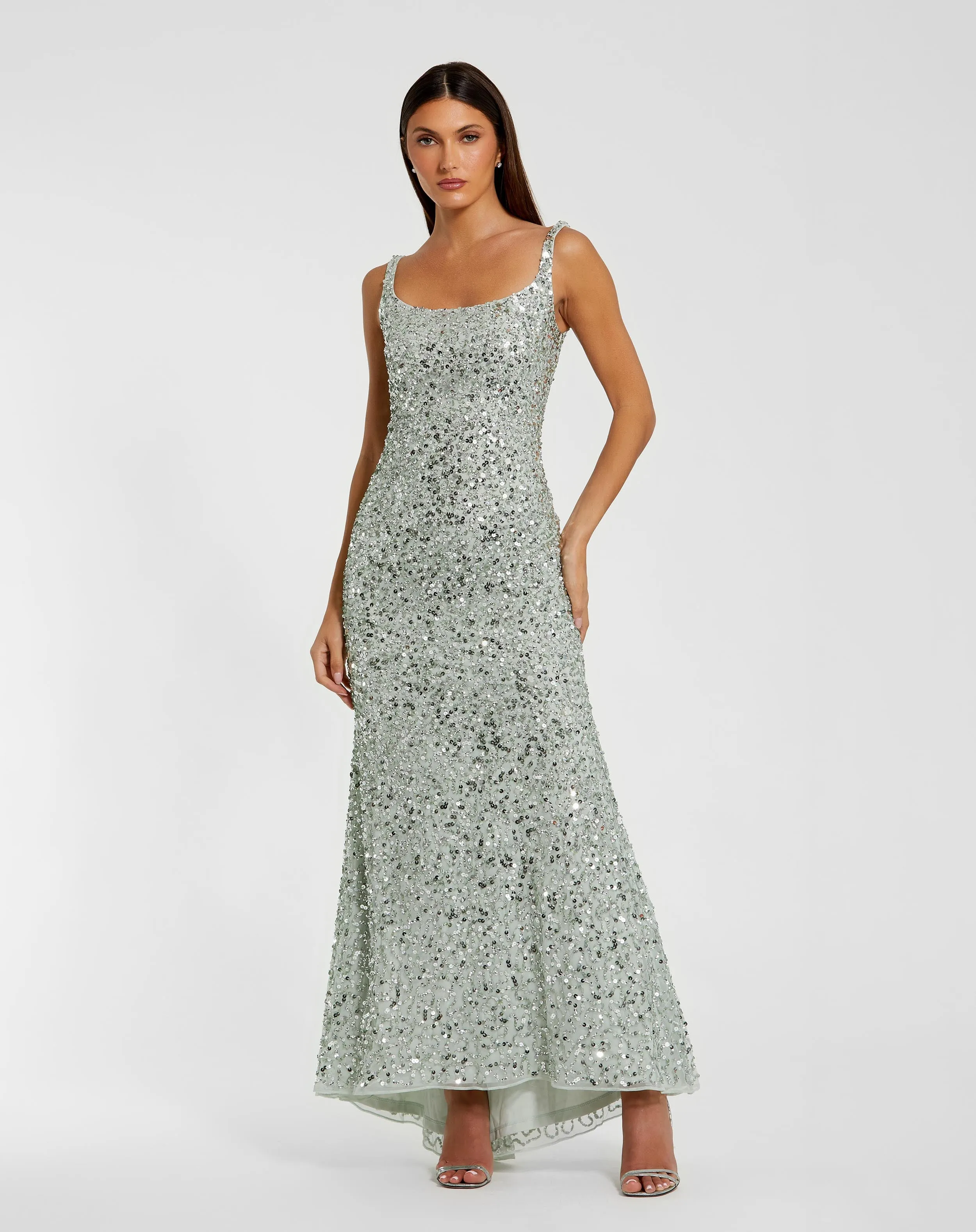 Sequined Low Back Slip Gown sold by Mac Duggal