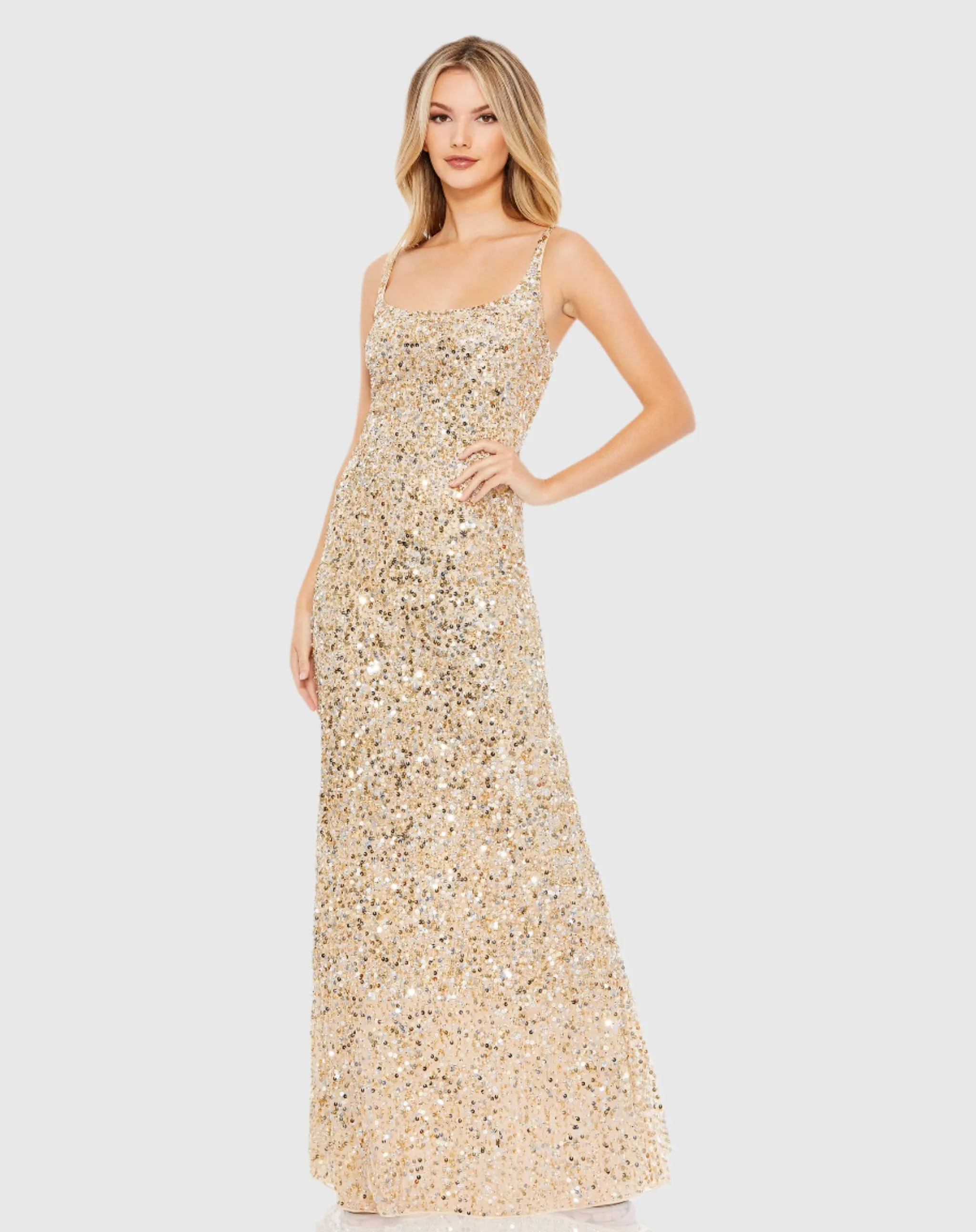 Sequined Low Back Slip Gown sold by Mac Duggal product image thumbnail 4