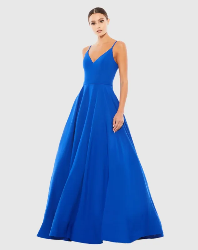 Blue Classic A-Line V-Neck Ballgown sold by Mac Duggal