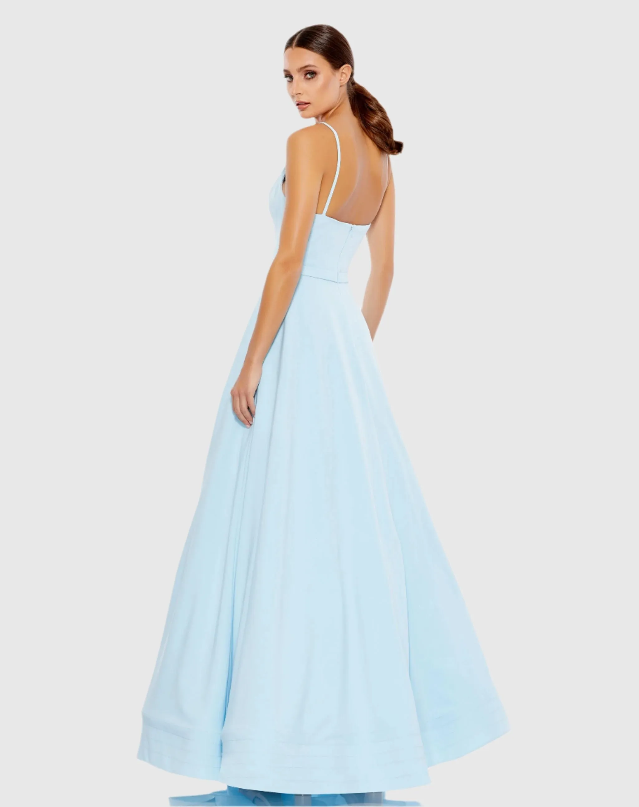 Light Blue Classic A-Line V-Neck Ball Gown sold by Mac Duggal product image thumbnail 3