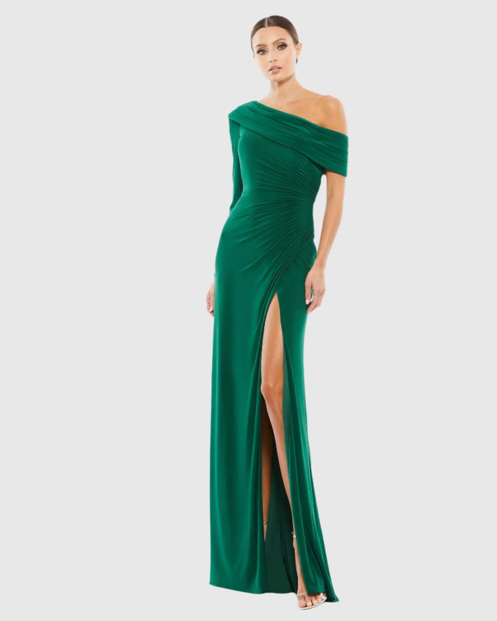 Ruched Jersey Drop Shoulder Foldover Gown sold by Mac Duggal product image thumbnail 2