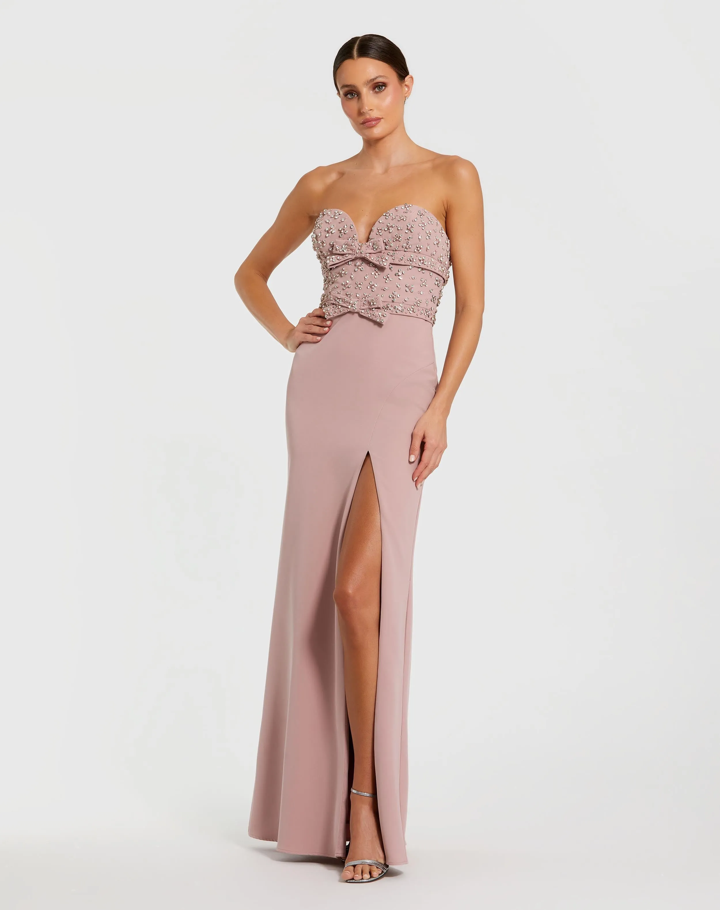 Strapless Rhinestone Bodice Crepe Gown sold by Mac Duggal product image thumbnail 2