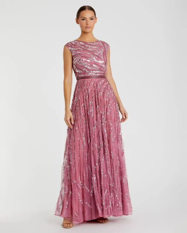 Cap Sleeve Embellished Evening Gown sold by Mac Duggal