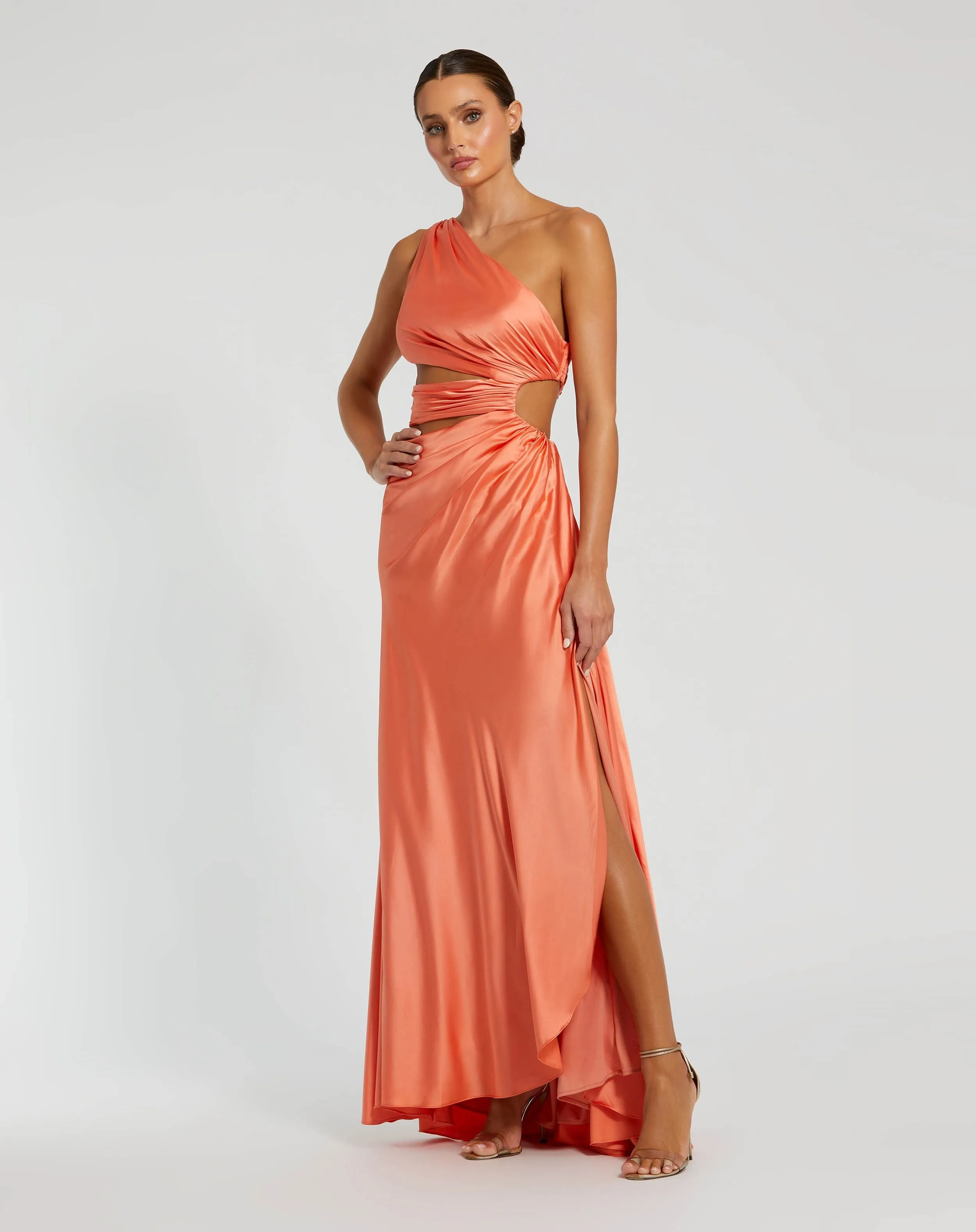 Cut Out One Shoulder Satin Gown sold by Mac Duggal product image thumbnail 2