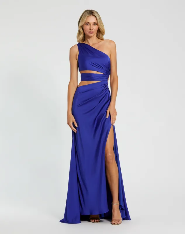 Cut Out One Shoulder Satin Gown sold by Mac Duggal