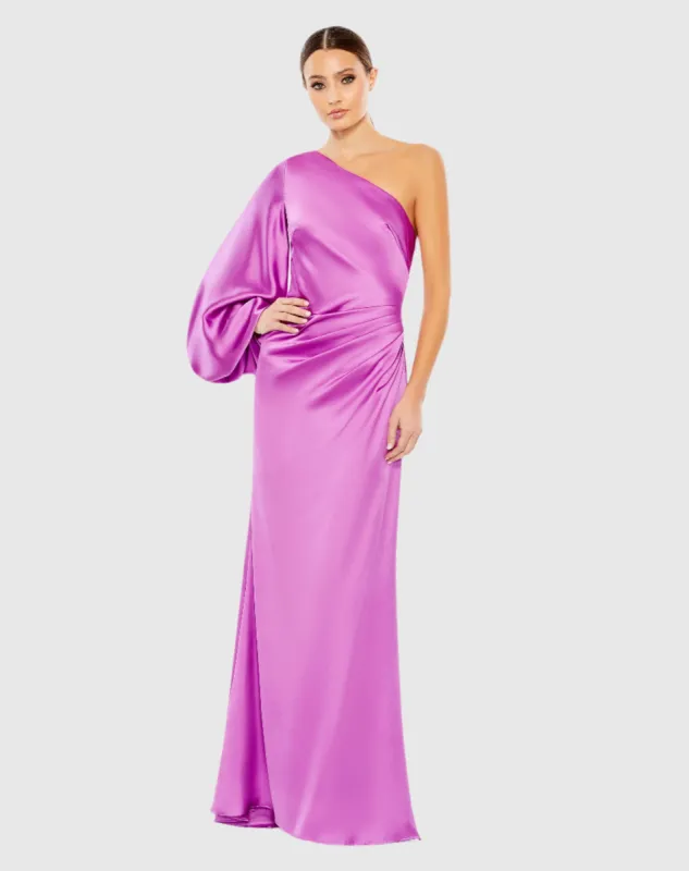 Satin Puff Sleeve Gown sold by Mac Duggal