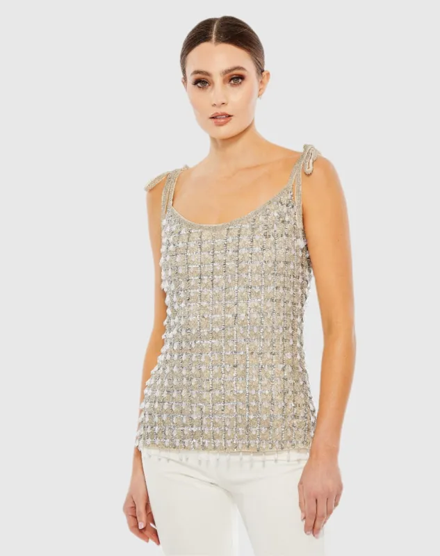 Crystal Embellished Soft Tie Cami Top - FINAL SALE sold by Mac Duggal