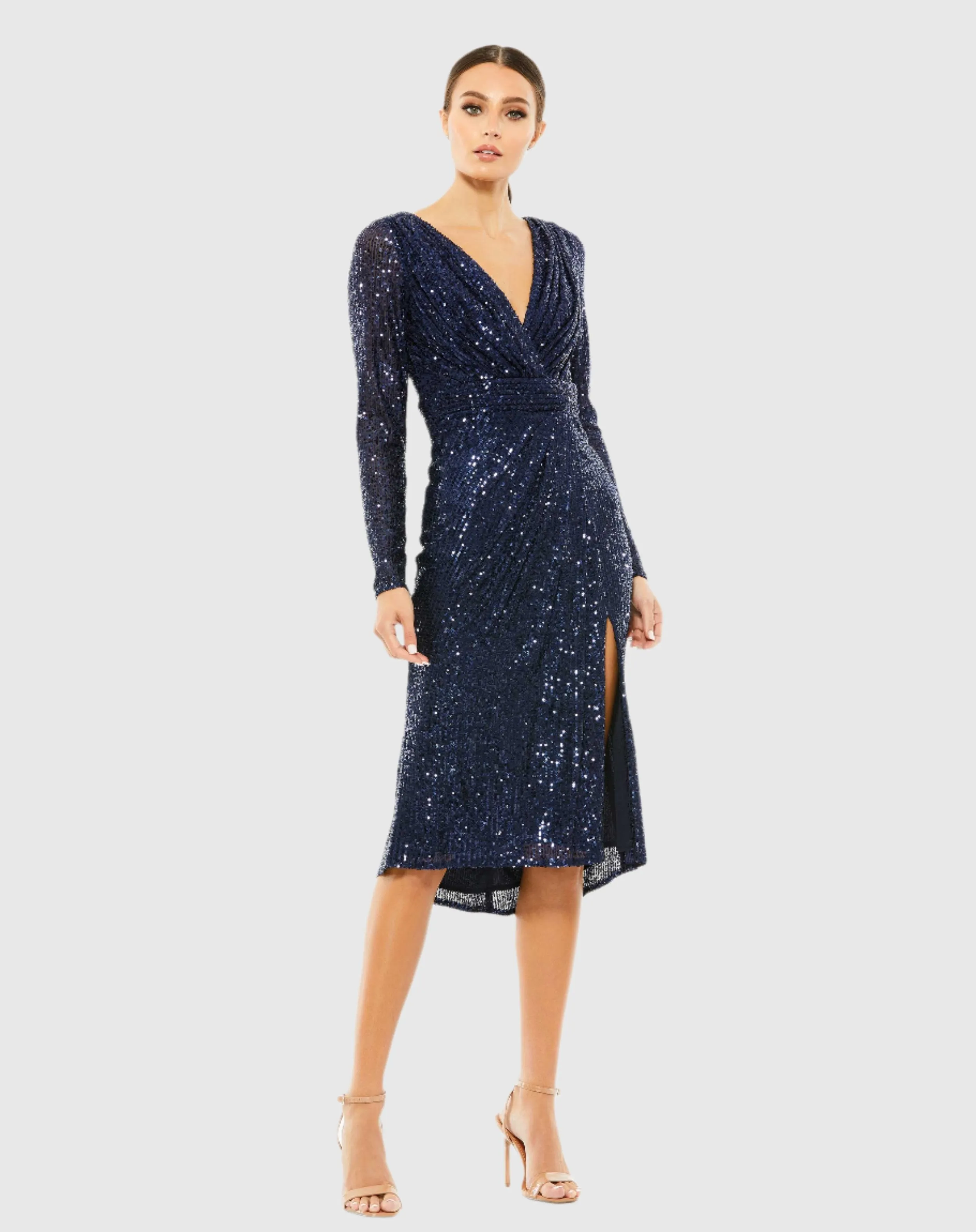 Sequined Long Sleeve Midi Dress sold by Mac Duggal product image thumbnail 2