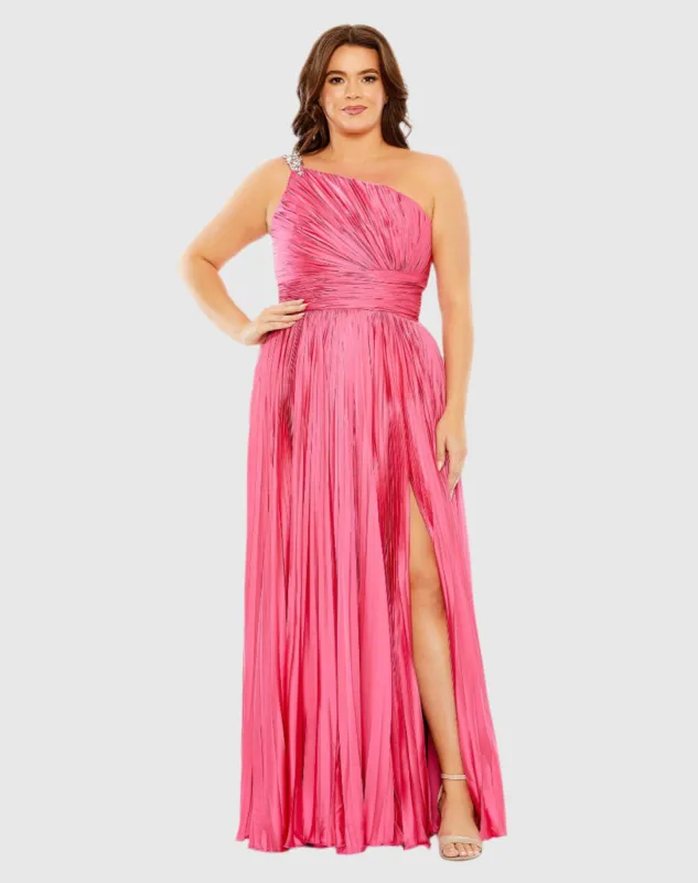 One Shoulder Embellished Pleated Sleeveless Gown sold by Mac Duggal
