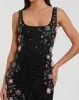 Black Floral Beaded Mesh Scoop Neck Sleeveless Gown sold by Mac Duggal
