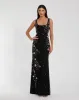 Black Floral Beaded Mesh Scoop Neck Sleeveless Gown sold by Mac Duggal