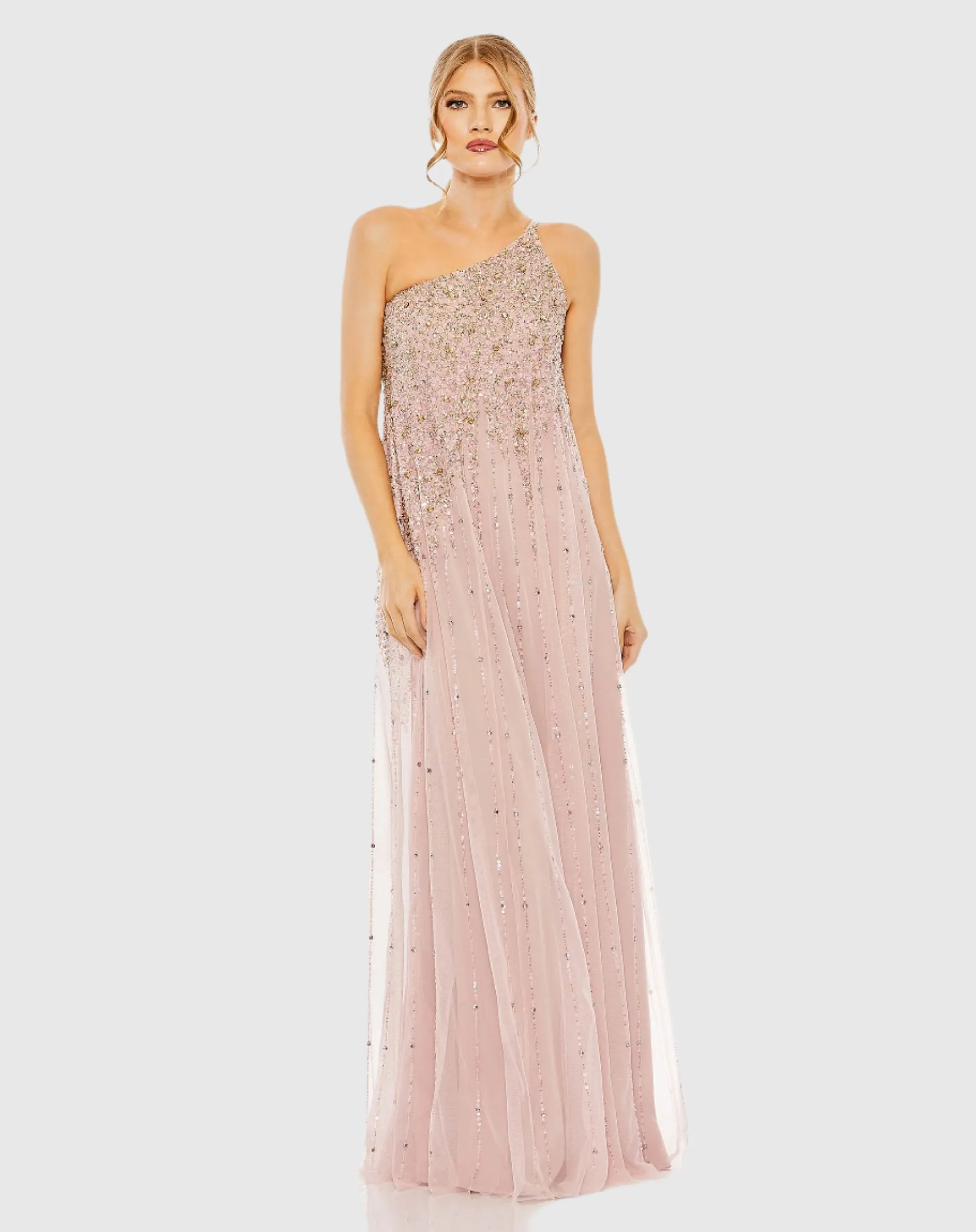 One Shoulder Embellished Trapeze A Line Gown sold by Mac Duggal