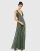 Sequined Sleeveless Plunge Neck Flowy Gown sold by Mac Duggal