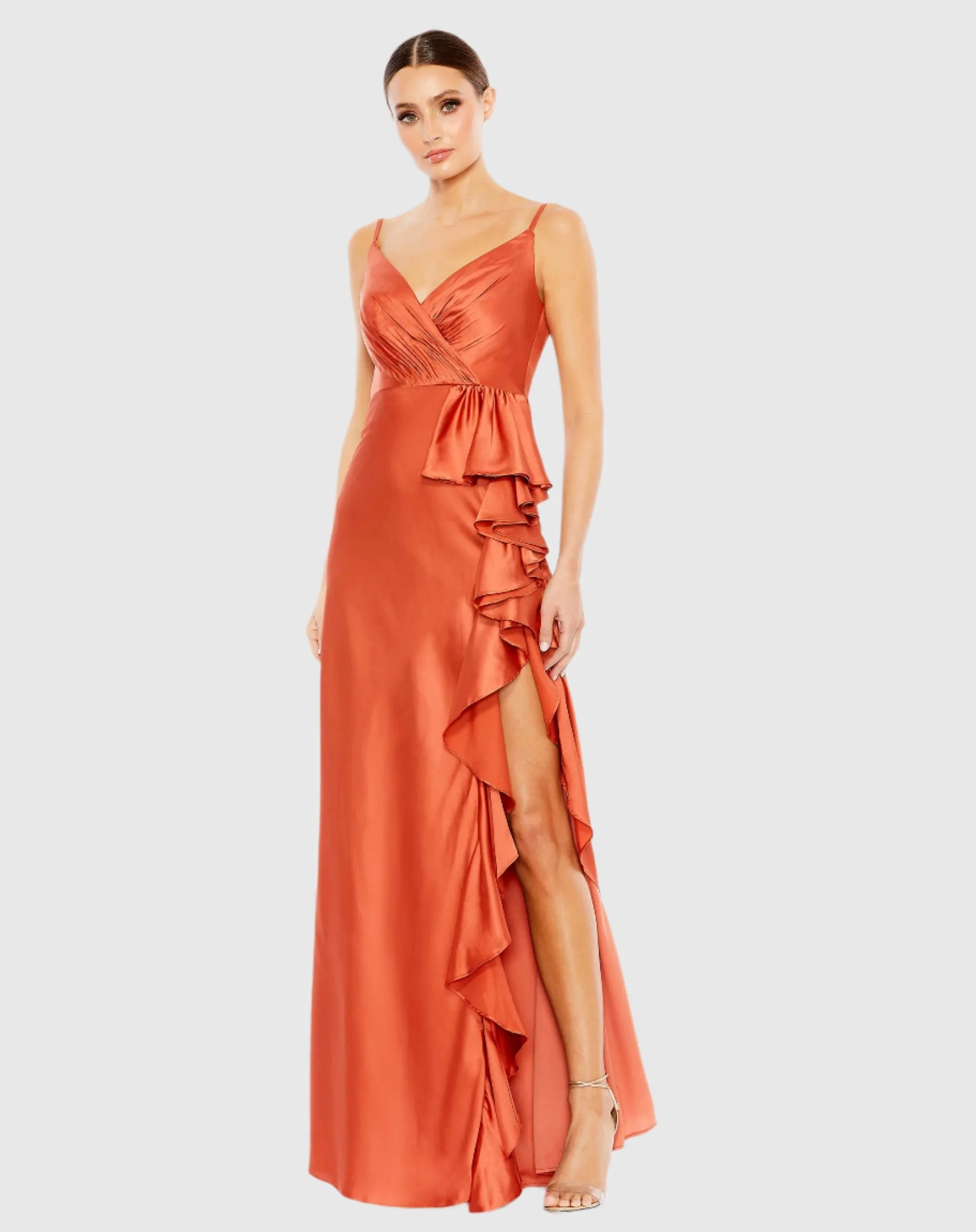 V-Neck Spaghetti Strap Satin Gown sold by Mac Duggal product image thumbnail 2