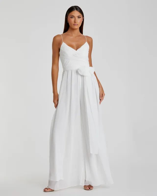 Flowy Faux Wrap Jumpsuit sold by Mac Duggal