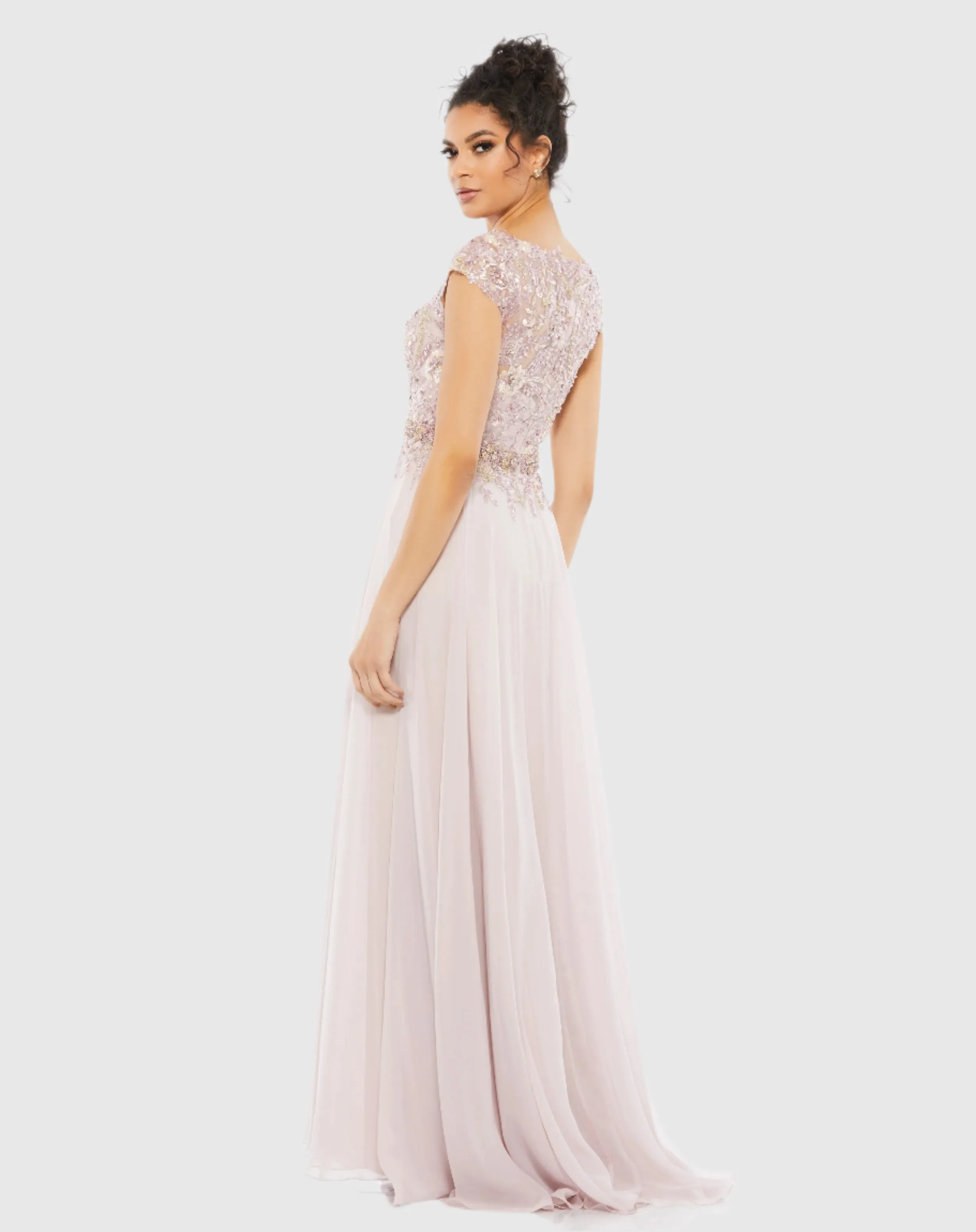 Pink Embellished Cap Sleeve Bodice Flowy Gown sold by Mac Duggal product image thumbnail 3