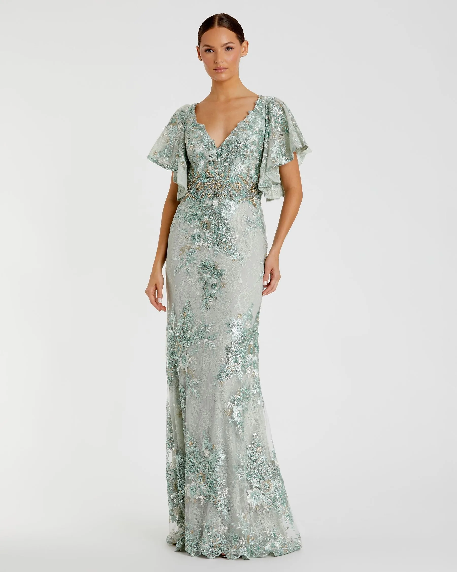 Bell Sleeve Floral Embellished Gown sold by Mac Duggal product image thumbnail 2