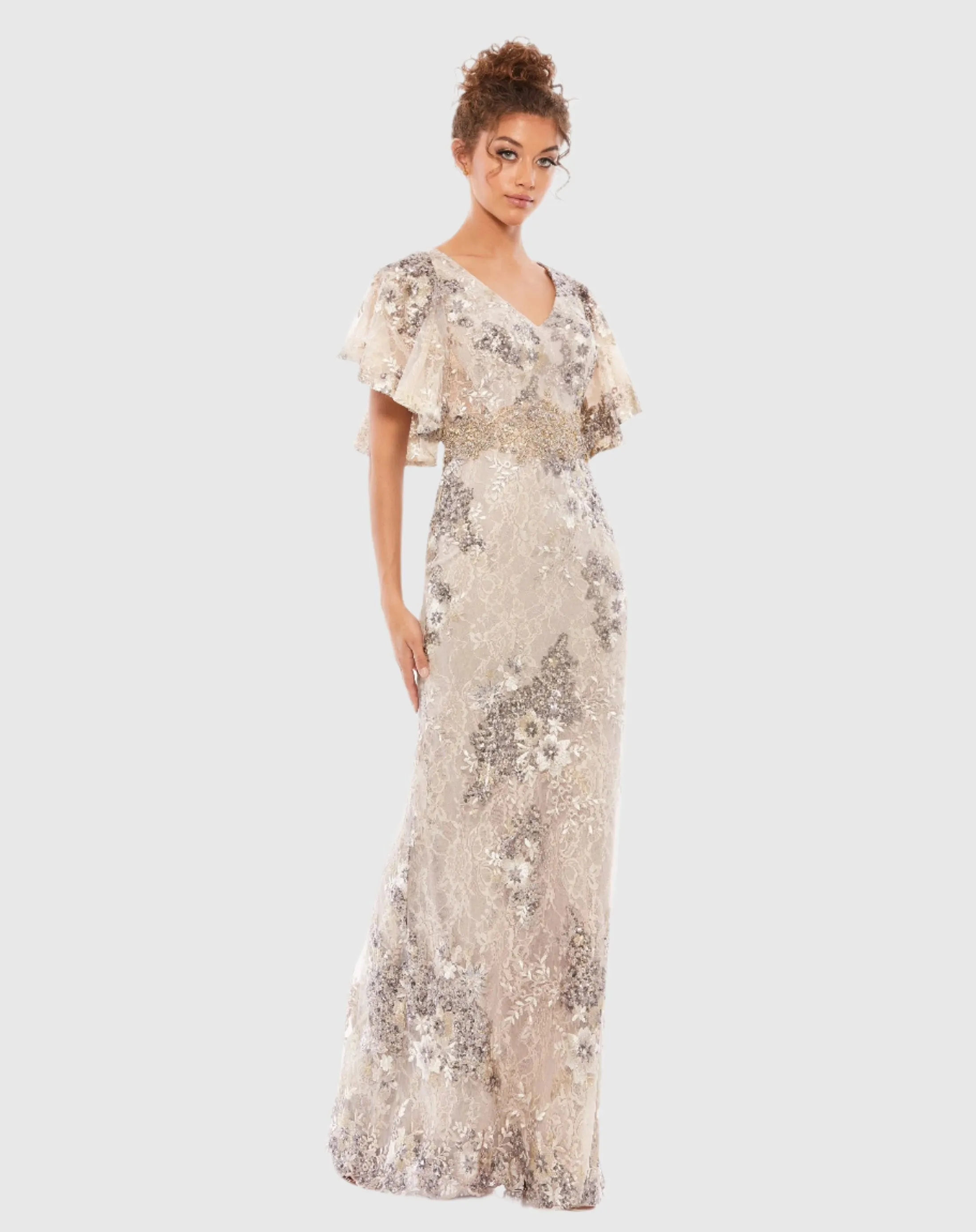 Bell Sleeve Floral Embellished Gown sold by Mac Duggal product image thumbnail 3