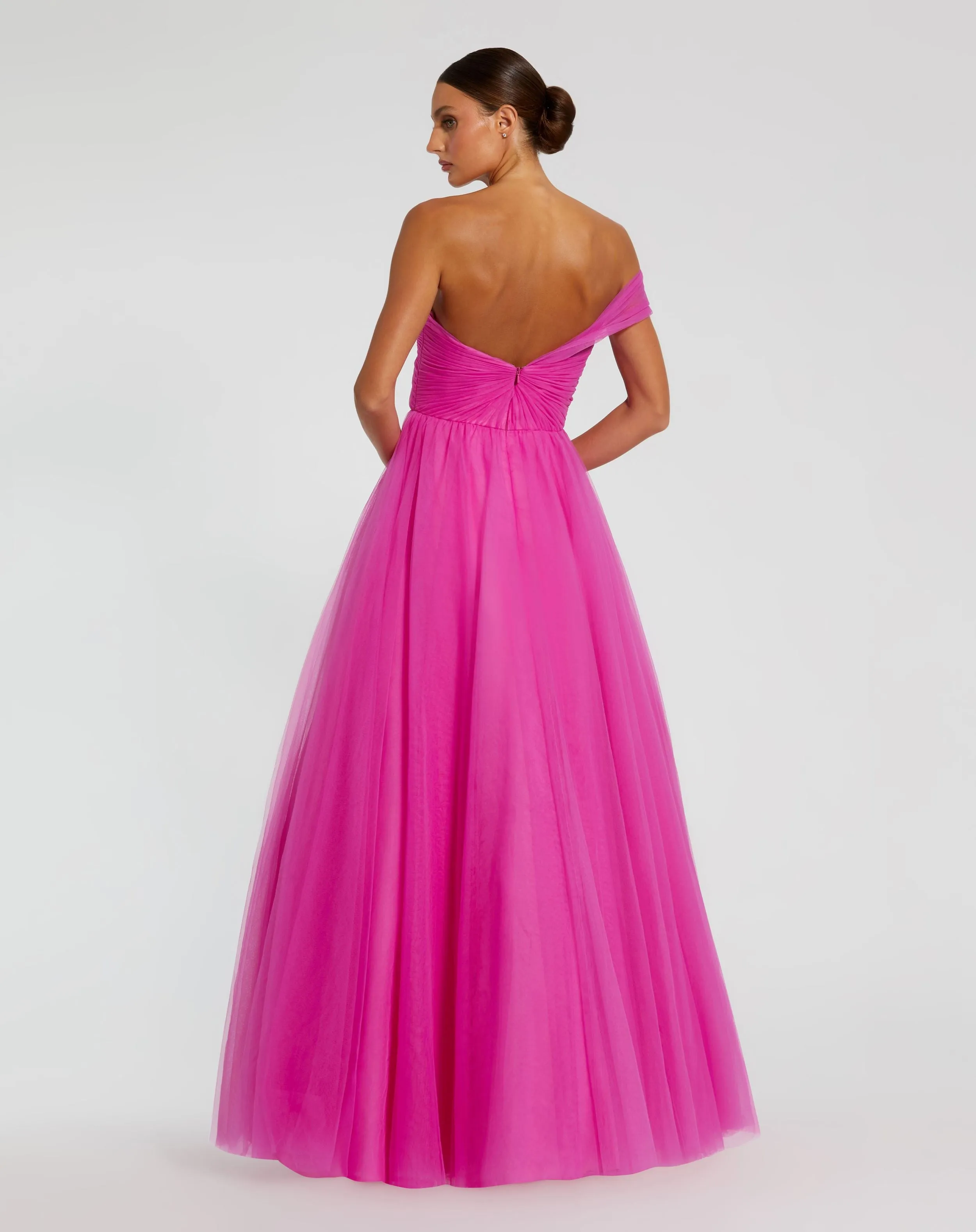 Pink One Side Off the Shoulder Bustier Ball Gown sold by Mac Duggal product image thumbnail 3