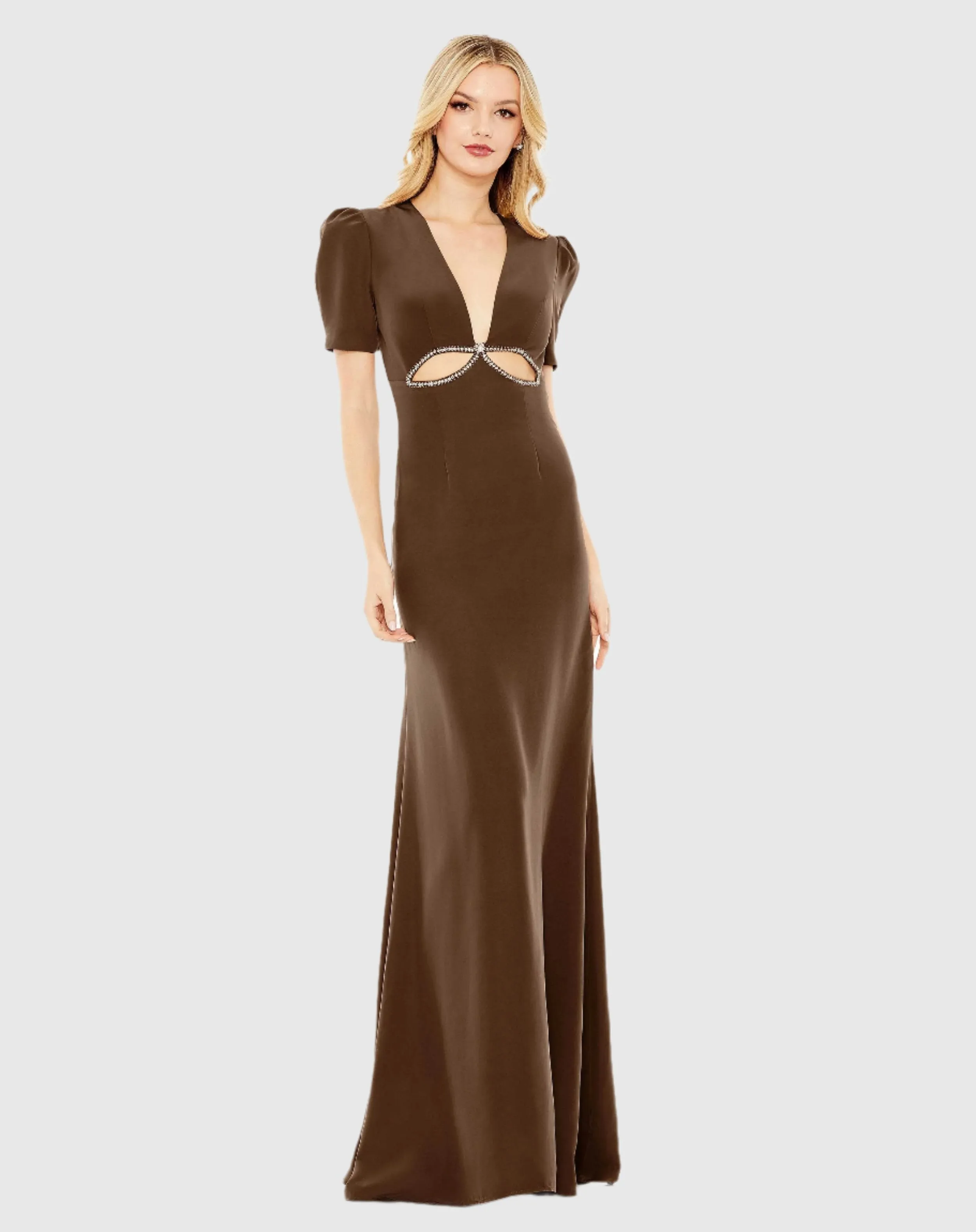 Plunge Neck Puff Sleeve Cut Out Gown sold by Mac Duggal product image thumbnail 2