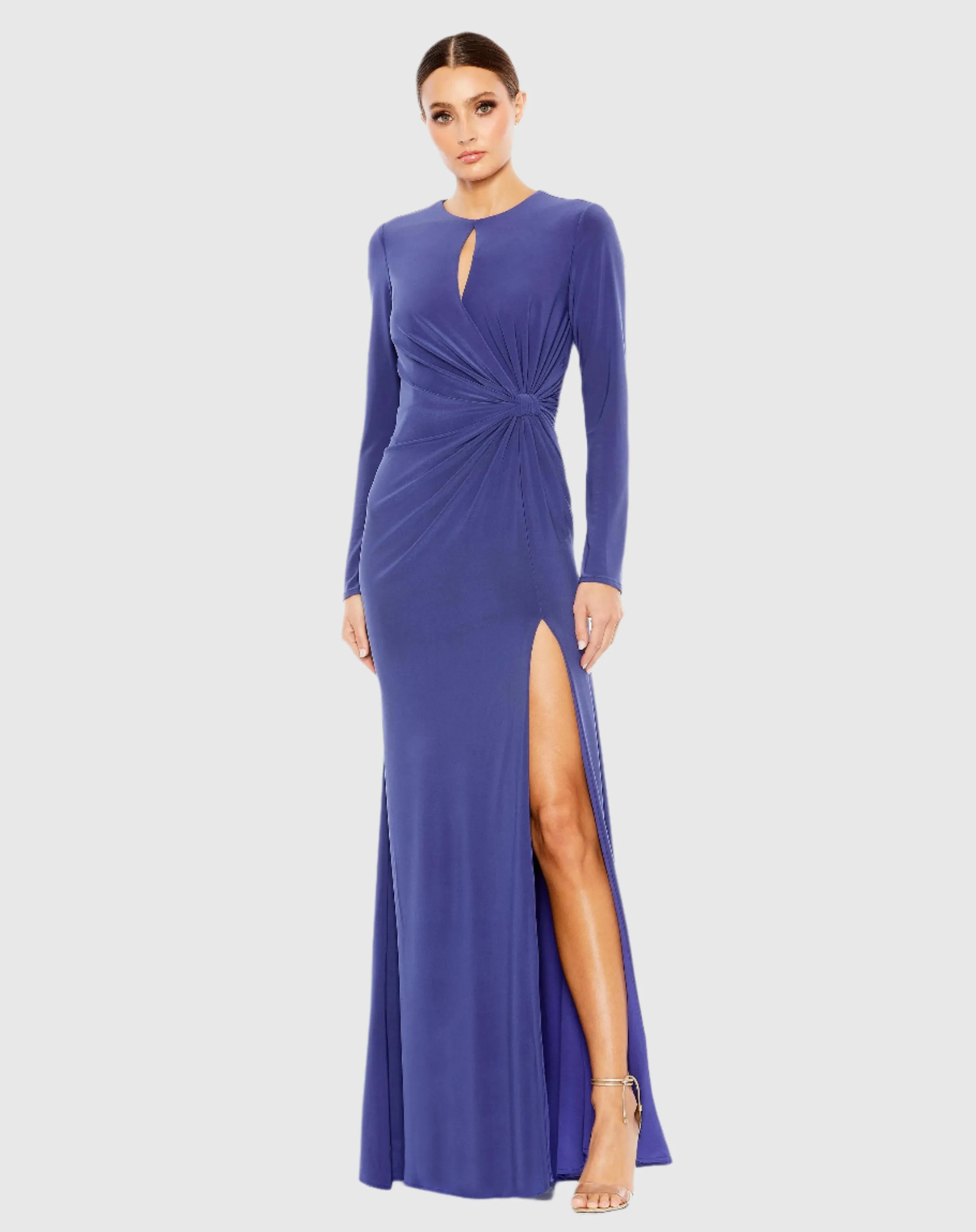 Long Sleeve Keyhole Draped Gown sold by Mac Duggal