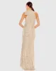 Gold Soft Tie Halter Neck Sequin Gown sold by Mac Duggal